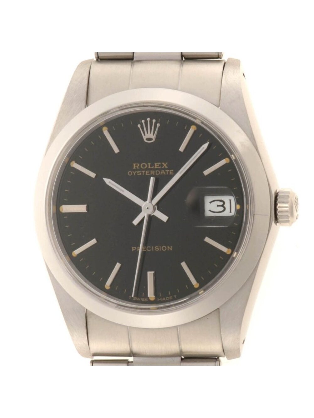 Rolex Oyster Date 34 Precision Cal Watch Stainless Steel Tritium Black Dial